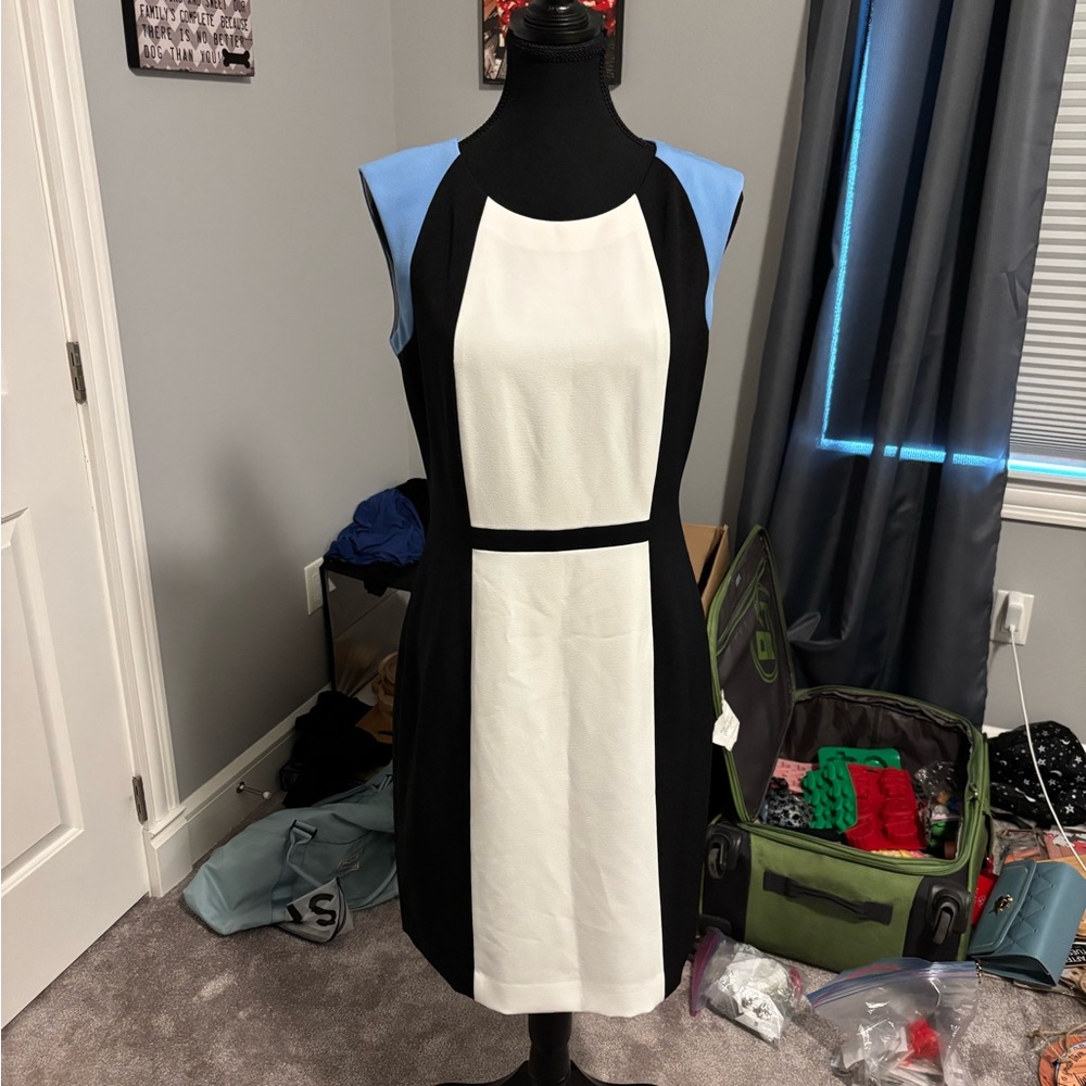 Chic Black and White Midi Dress